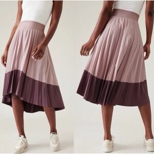 Athleta Swing Forward Pleated High Low Skirt Small Athleisure Pink Purple 533689
